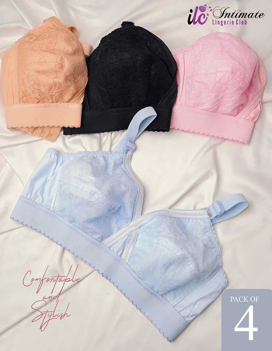 Cotton Cross Bra for Women - Pack of 4 | Comfortable Daily Wear Bras - Shoptiqu