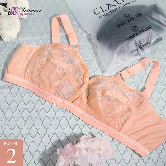 Transparent Cotton Bras – Pack of 2 | Non-Padded, Non-Wired, Full Net Design - Shoptiqu
