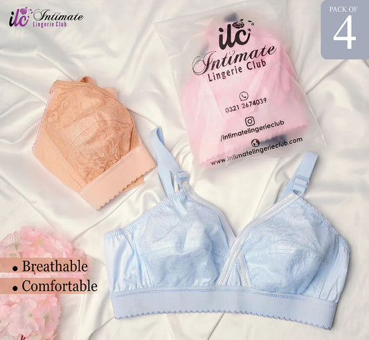 Cotton Cross Bra for Women - Pack of 4 | Comfortable Daily Wear Bras - Shoptiqu